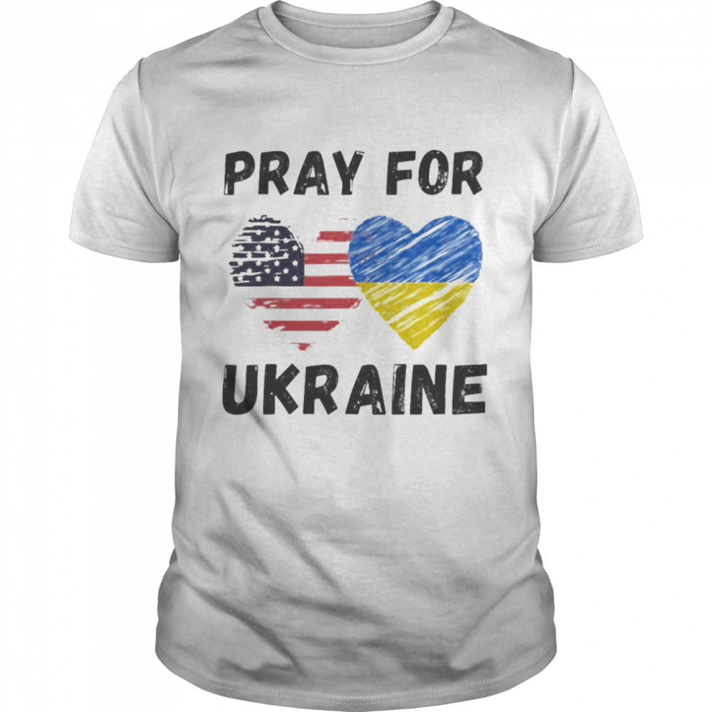 Pray For Ukraine Support Ukrainian American Usa Heart Shirt