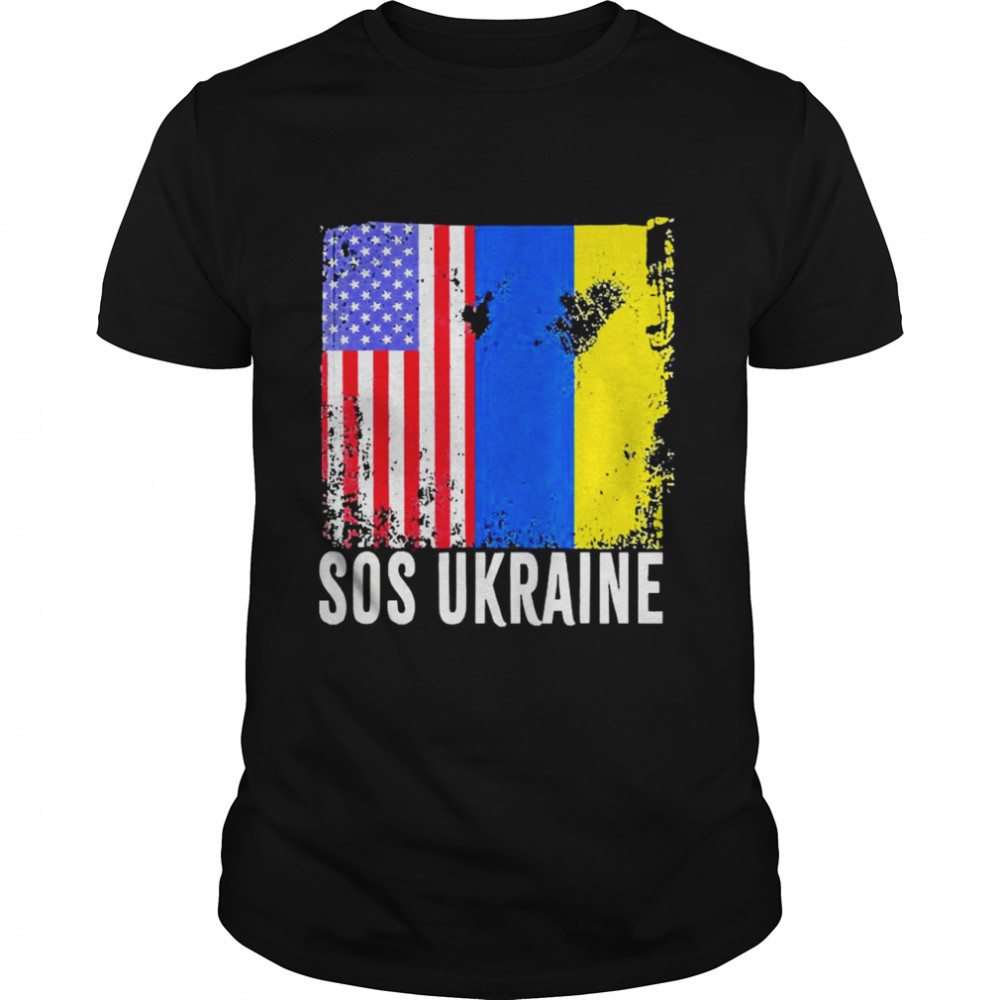 Sos Ukraine Flag American Flag Support Shirt