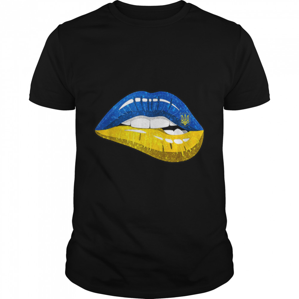 Ukraine Flag Ukrainian Lips T-Shirt B09TPLJ6DP