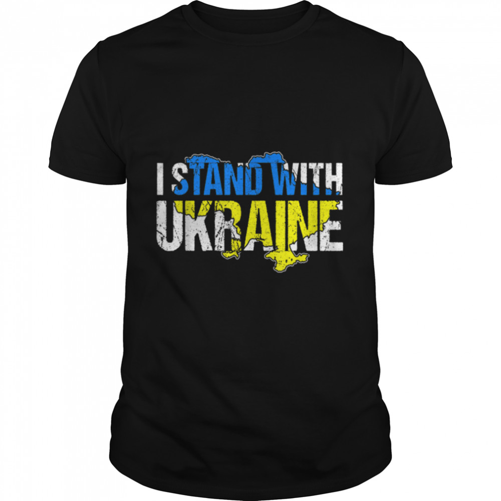 Vintage I Stand With Ukraine Flag Retro Ukrainian Flag T-Shirt B09TPKNV9J