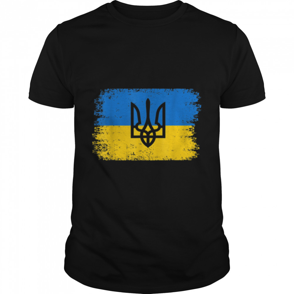 Vintage Ukraine Ukrainian National Flag Patriotic Ukrainians T-Shirt B09TPKV2N2