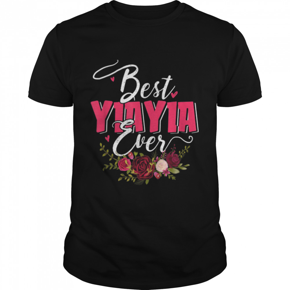 Womens Best Yiayia Ever Cute Floral Mother's Day Family T- B09TPLB2F3 Classic Men's T-shirt