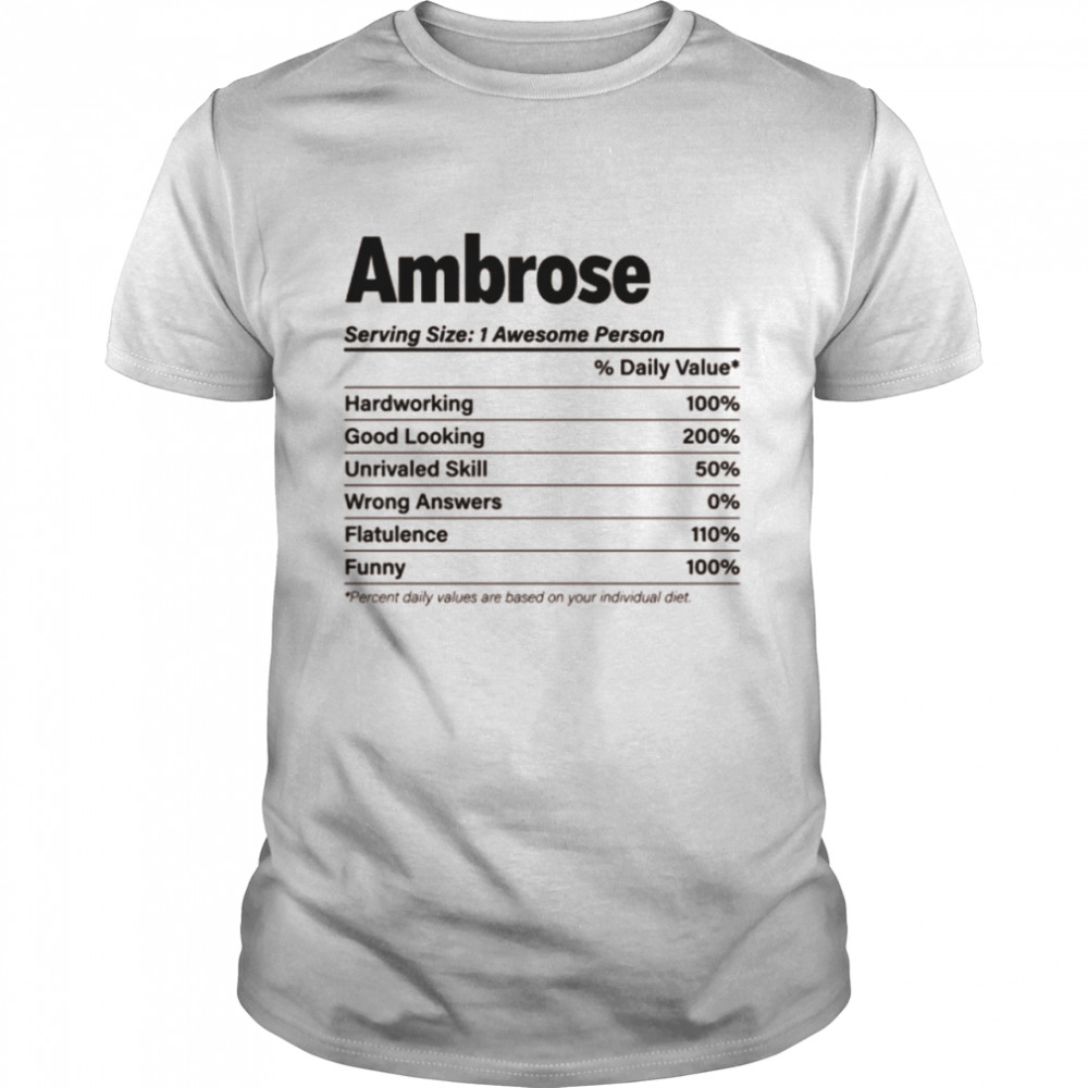 AMBROSE Nutrition Facts Name Definition  Classic Men's T-shirt