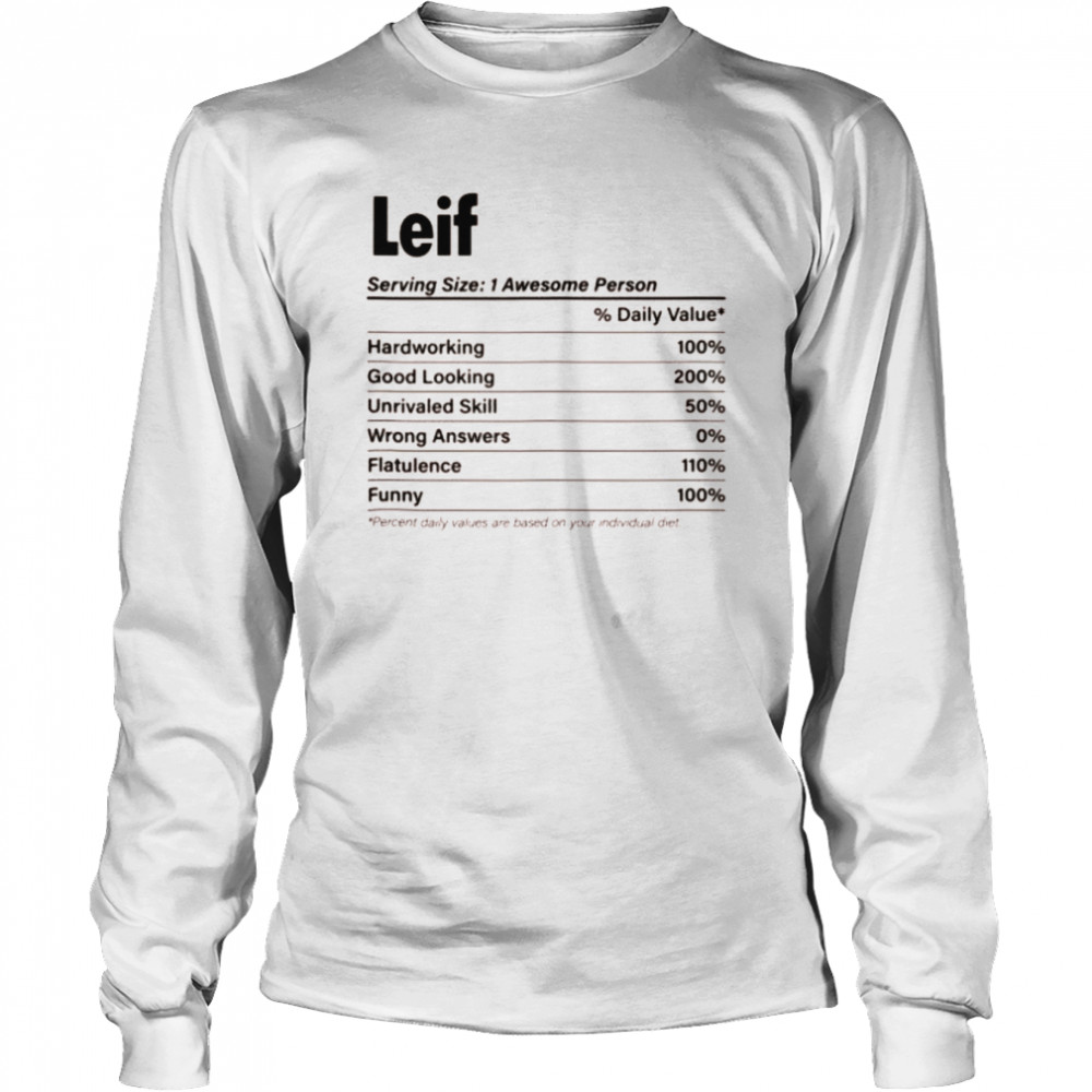 LEIF Nutrition Facts Name Definition  Long Sleeved T-shirt