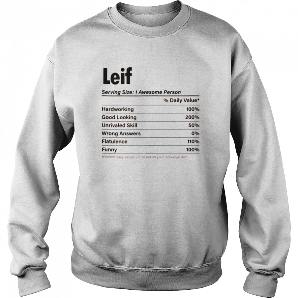 LEIF Nutrition Facts Name Definition  Unisex Sweatshirt