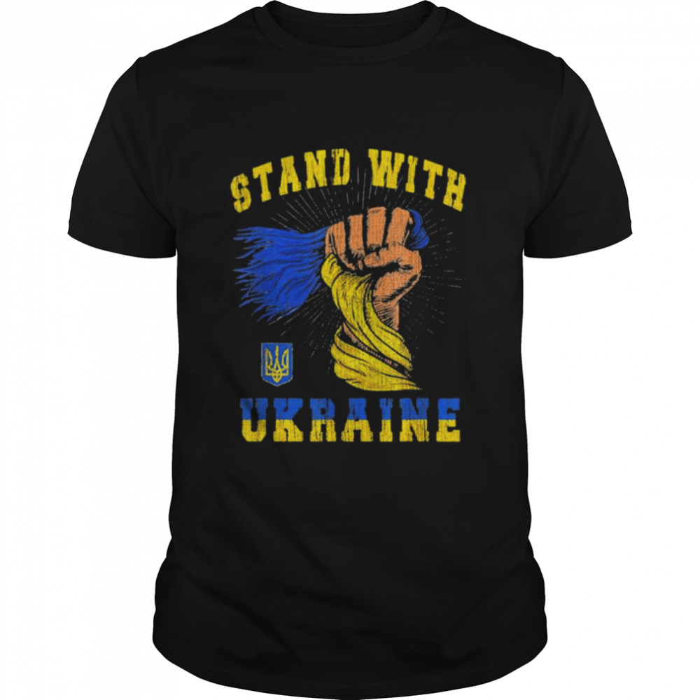 Stand With Ukraine Hand Flag T-Shirt