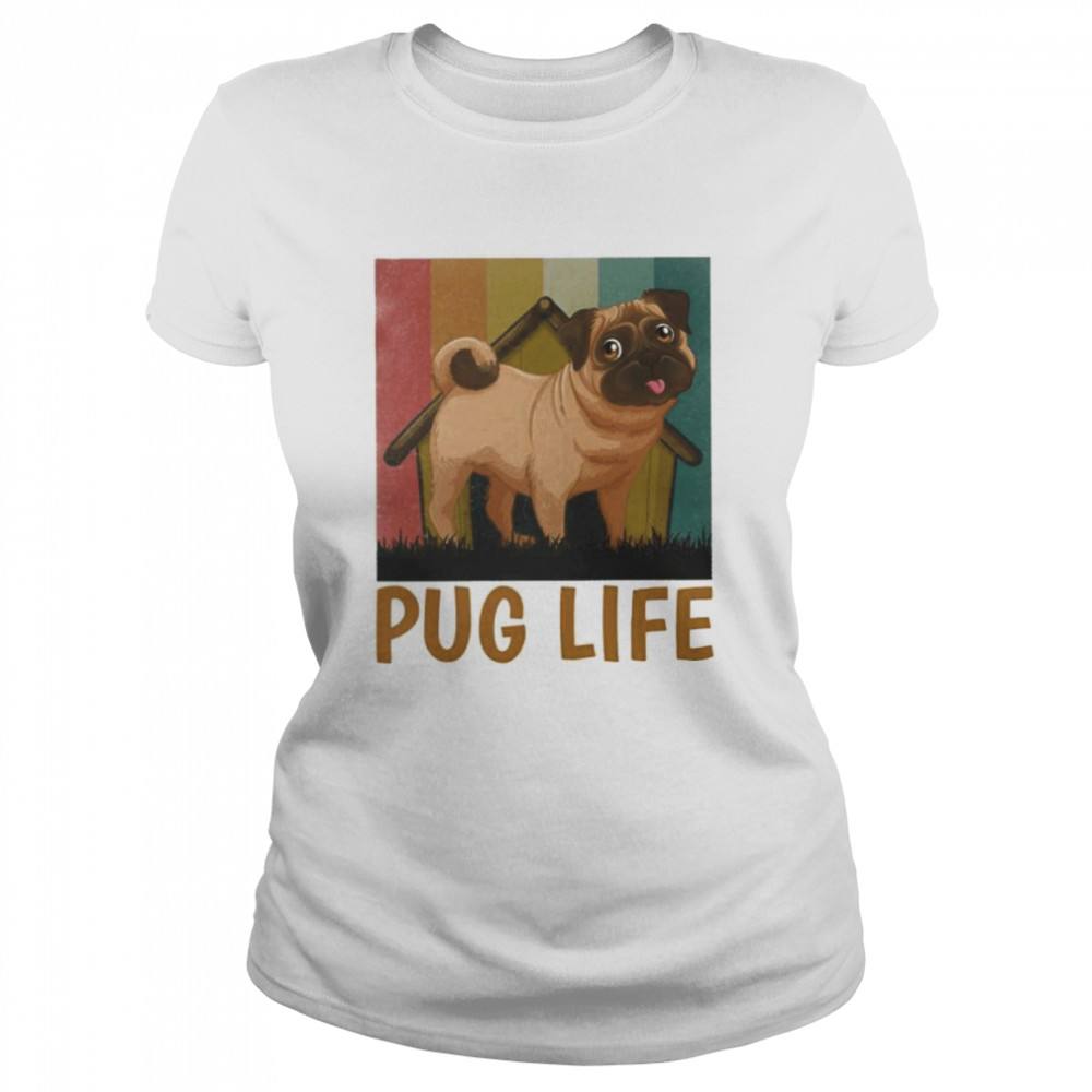 Pug Life Art Vintage Retro Pugs Dog T- Classic Women's T-shirt