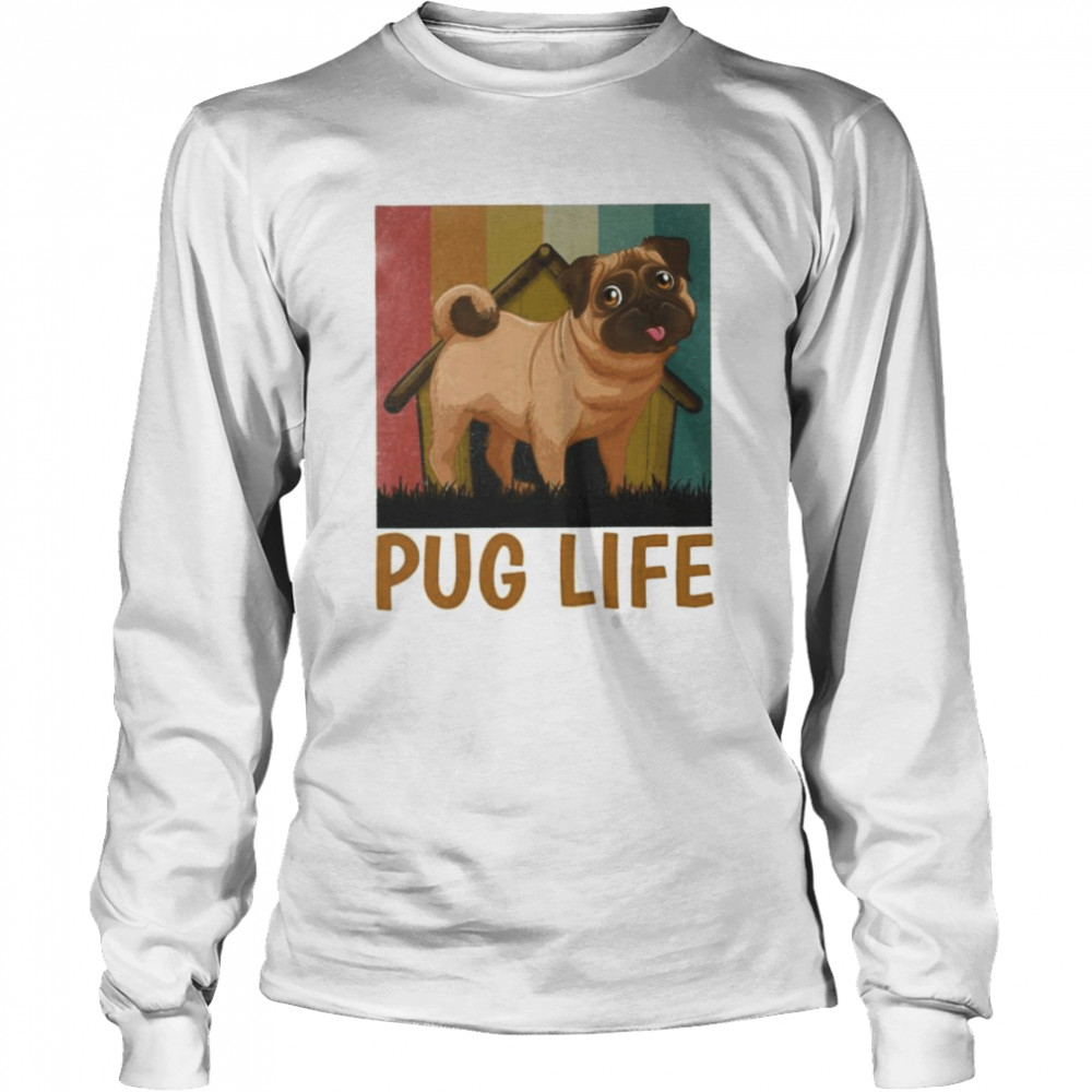 Pug Life Art Vintage Retro Pugs Dog T- Long Sleeved T-shirt