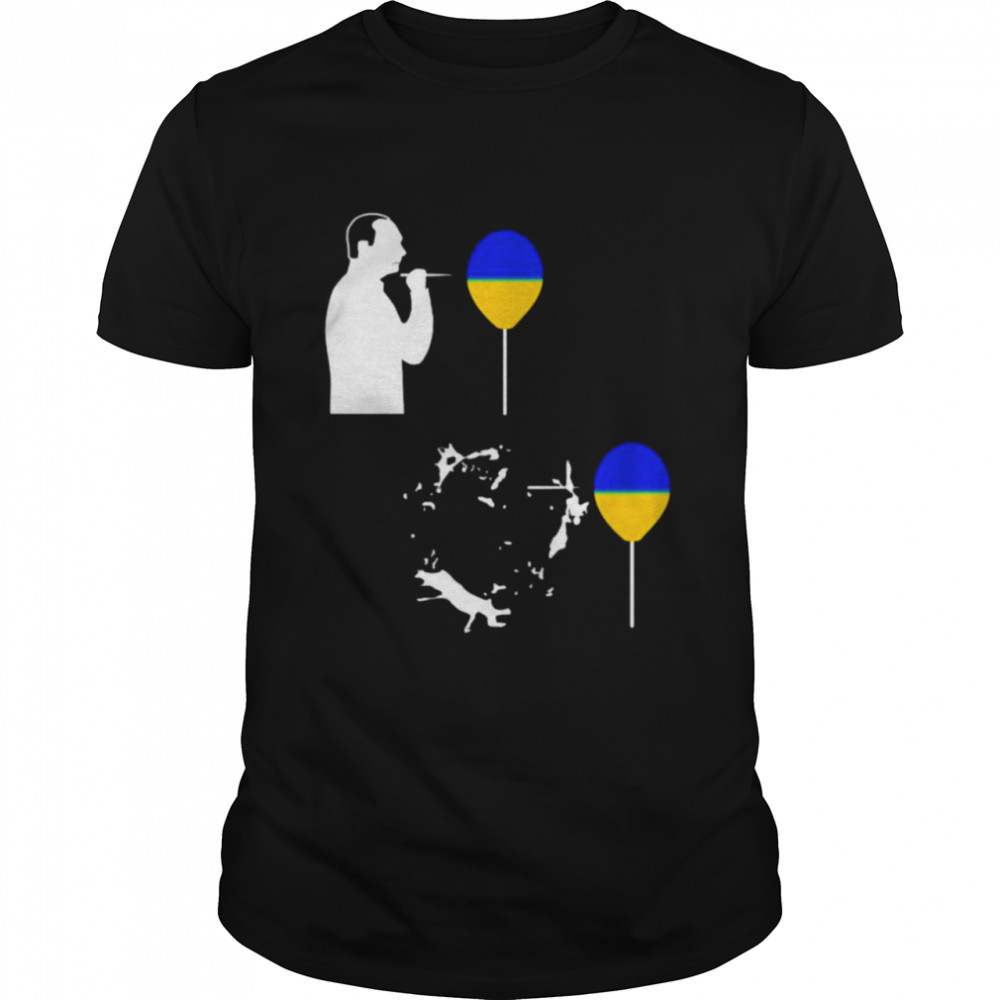 kraine balloon pops Putin shirt