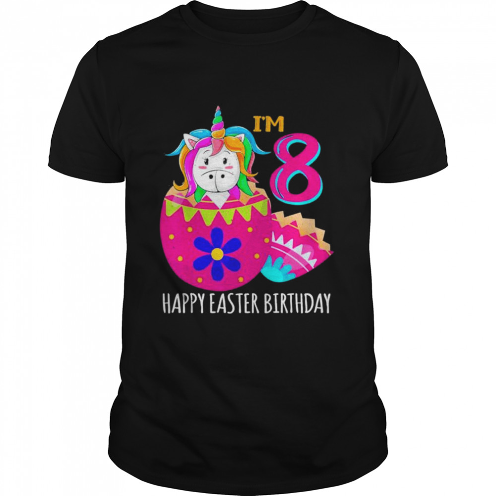 8 Year Old Age Birth Kawaii Unicorn Rainbow Easter Sunday shirt Classic Men's T-shirt