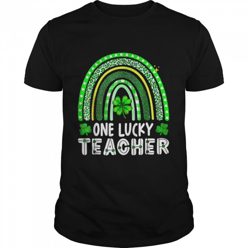 Happy St Patricks Day Cute One Lucky Teacher Rainbow  Classic Men's T-shirt