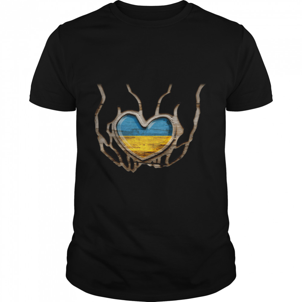 Kids Heart Colour Ukraine Flag Design Peace Lover Vintage T-Shirt B09VBZLMM3