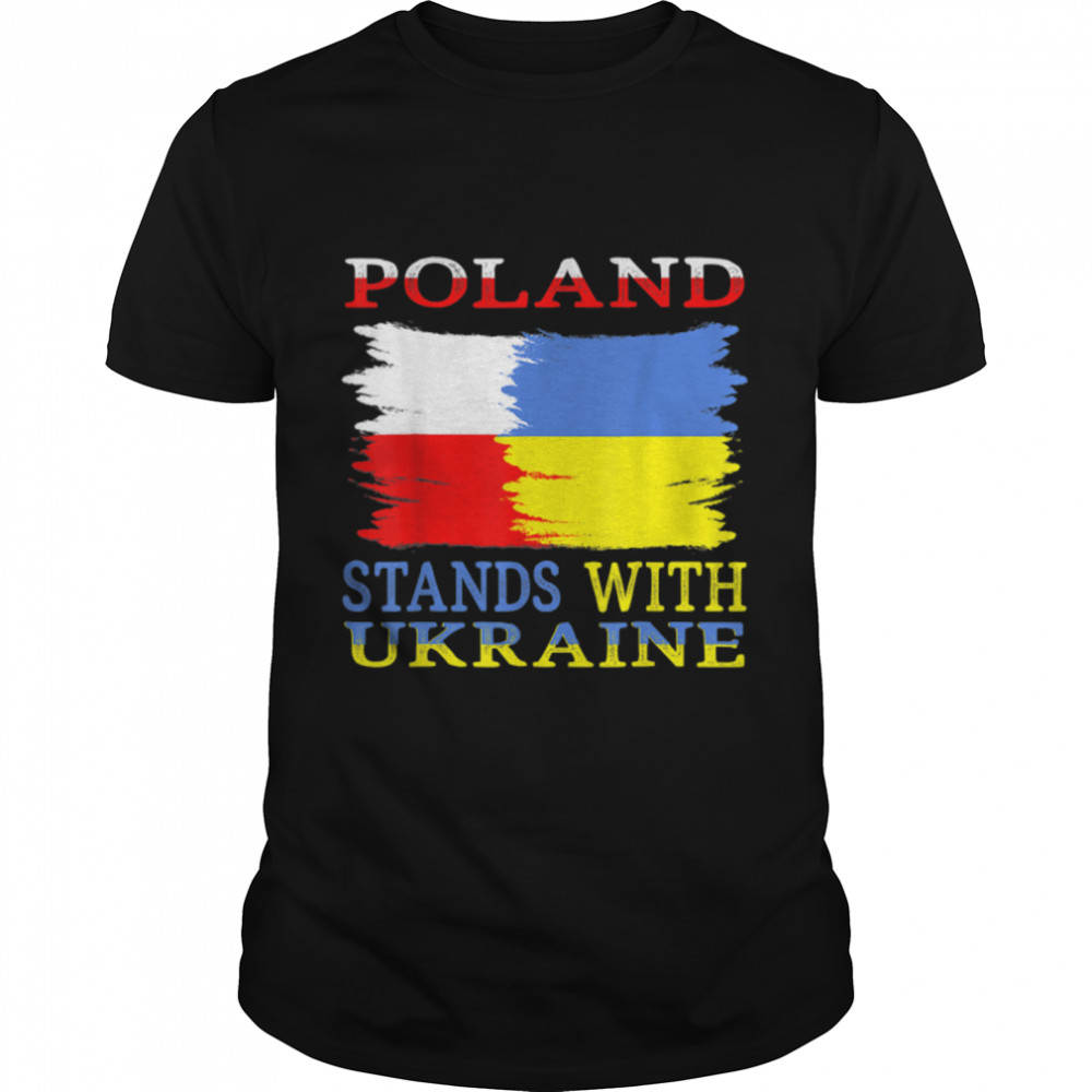 Poland Stands With Ukraine Polish Ukraine Flag Vintage T- B09VBG2HL7 Classic Men's T-shirt