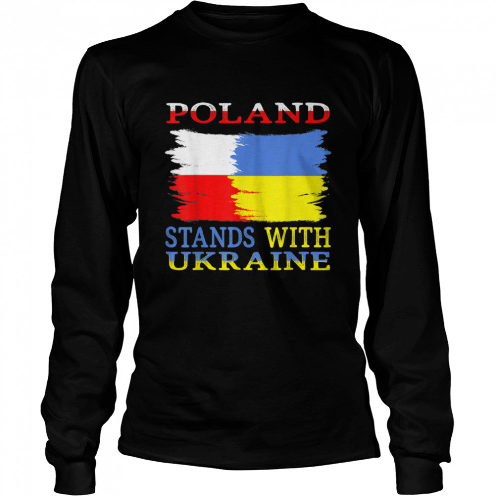 Poland Stands With Ukraine Polish Ukraine Flag Vintage T- B09VBG2HL7 Long Sleeved T-shirt