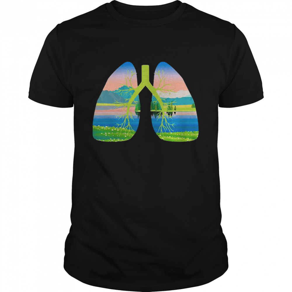 Breathe Clean Air Lungs Go Outside Earth Day  Classic Men's T-shirt