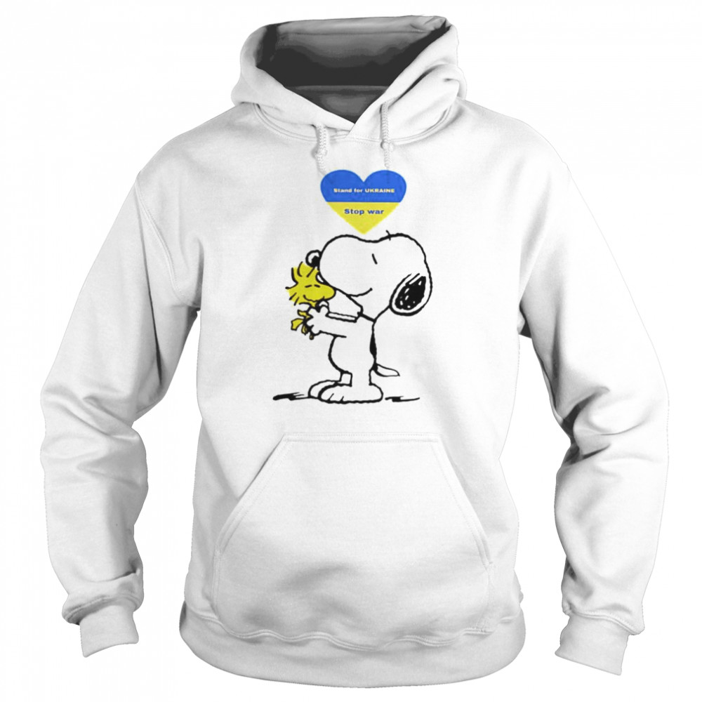 Snoopy and Woodstock stand with Ukraine stop war shirt Unisex Hoodie