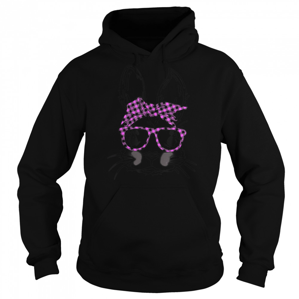 Cute Bunny Face Pink Buffalo Plaid Glasses Happy Easter Day T- B09VPBDH3T Unisex Hoodie