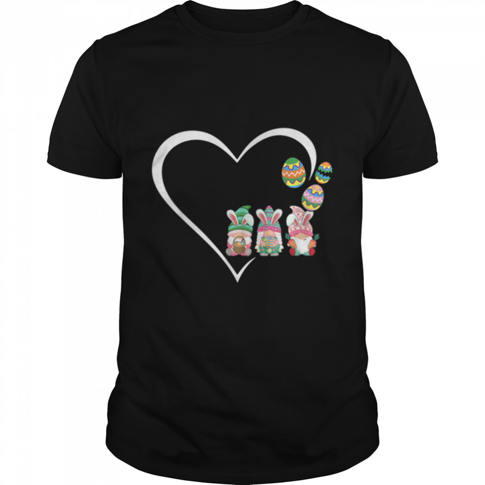 Cute Heart Gnome Hugs Bunny Happy Easter Egg Hunting Gnomes T-Shirt B09VNXS4HX