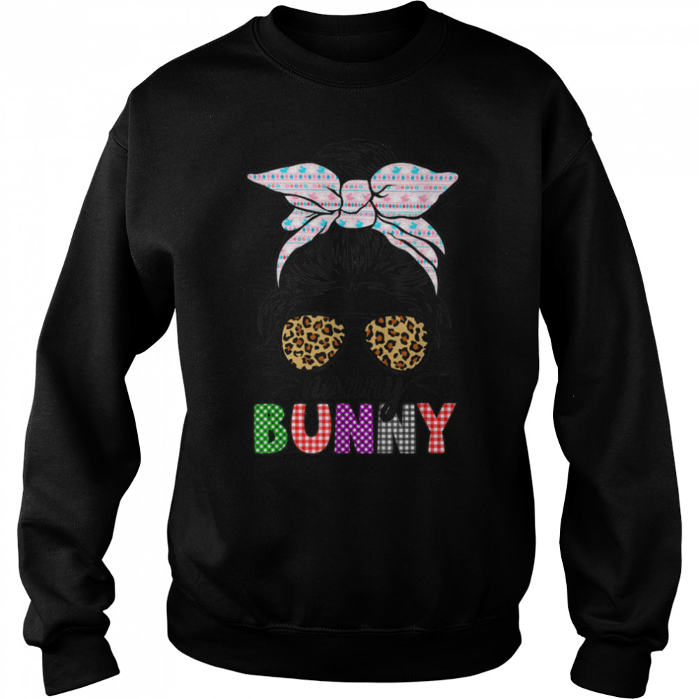 Funny Plaid Messy Bun Nanny Bunny Easter Leopard Women T- B09VP1NQG3 Unisex Sweatshirt