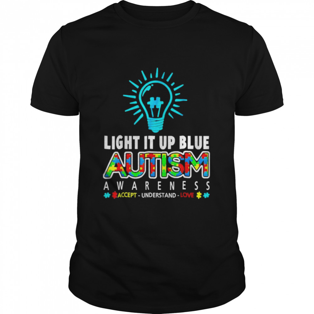 Light It Up Blue Autism Awareness Shirt Puzzle Piece Ribbon shirt
