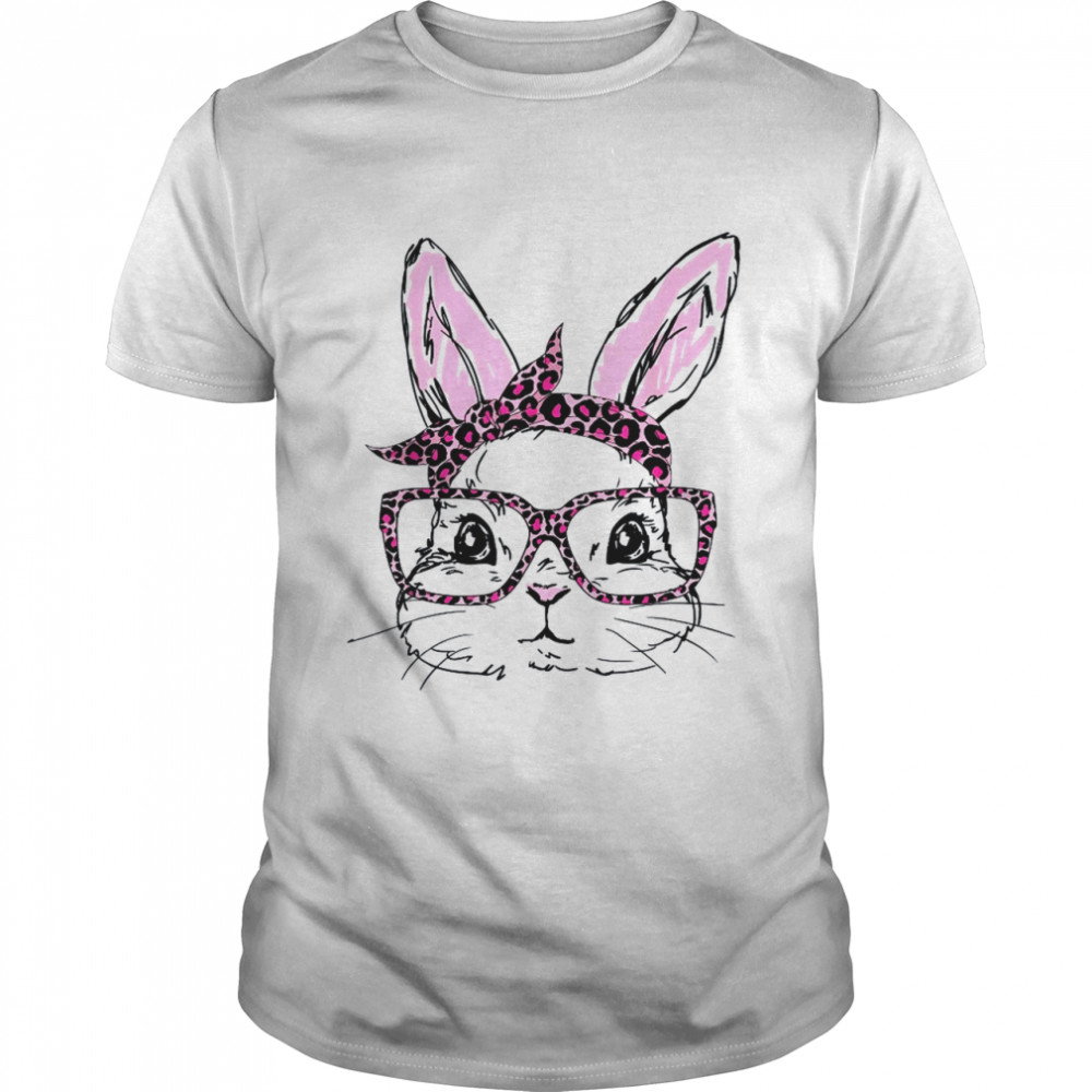Cute Bunny Face Leopard Glasses Headband Easter Day  Classic Men's T-shirt