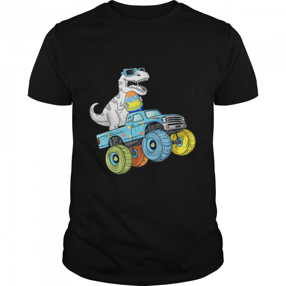 Easter Day T Rex Dino Riding A Monster Truck Boys Girls Kids T- B09T77PZ6B Classic Men's T-shirt