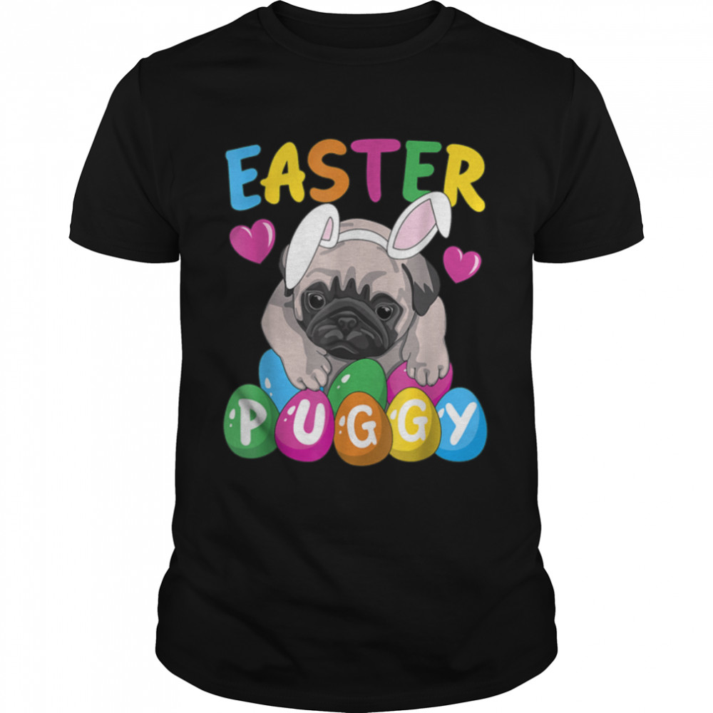 Easter Puggy Cute French Pug Puppy Easter Day Egg Hunting T-Shirt B09VXNZLP6