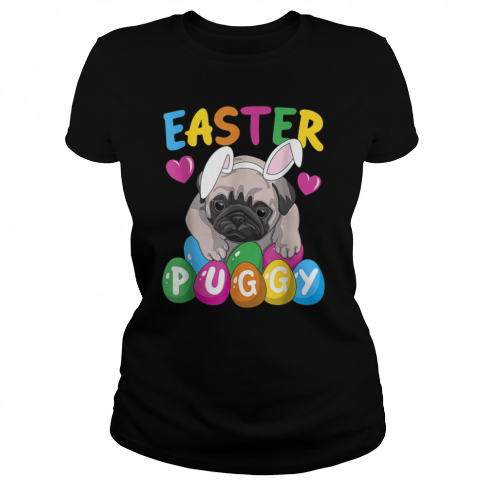Easter Puggy Cute French Pug Puppy Easter Day Egg Hunting T- B09VXNZLP6 Classic Women's T-shirt