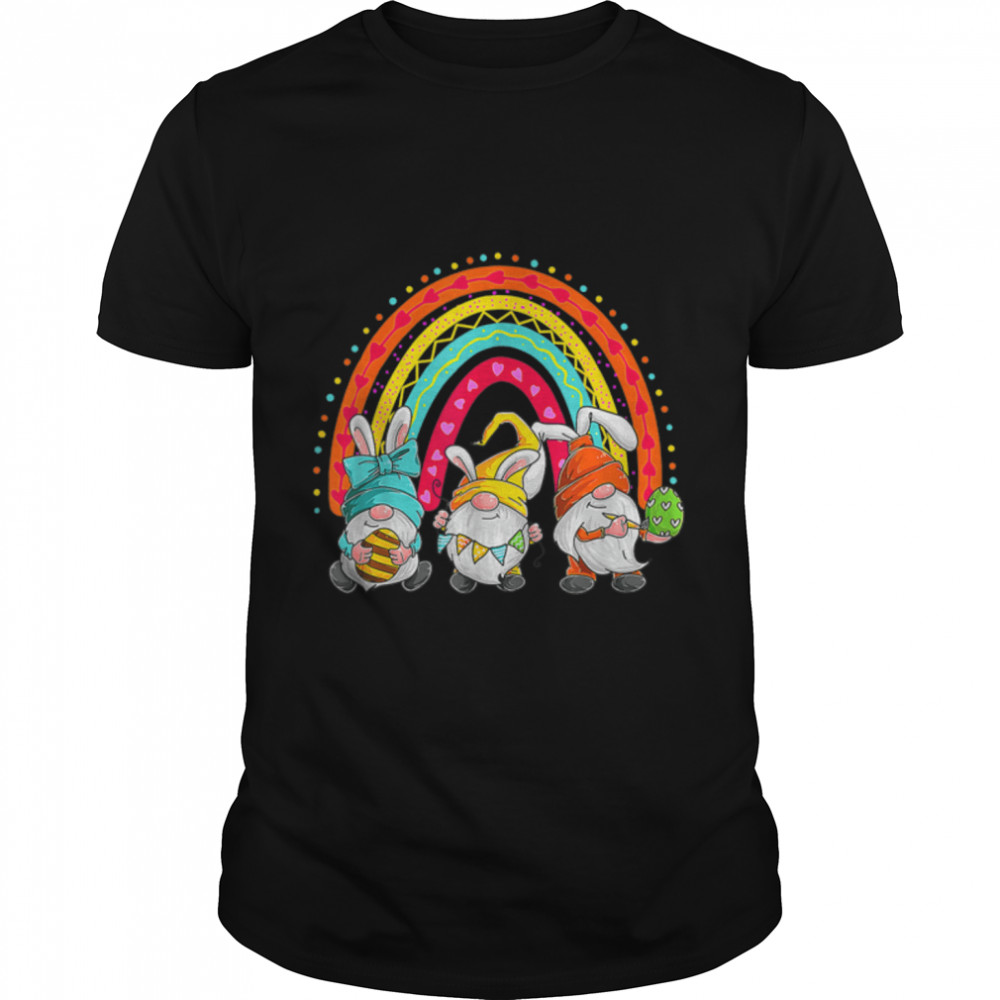 Happy Easter Day Gnome Bunny Rainbow Funny Family T-Shirt B09VXHL1Z7