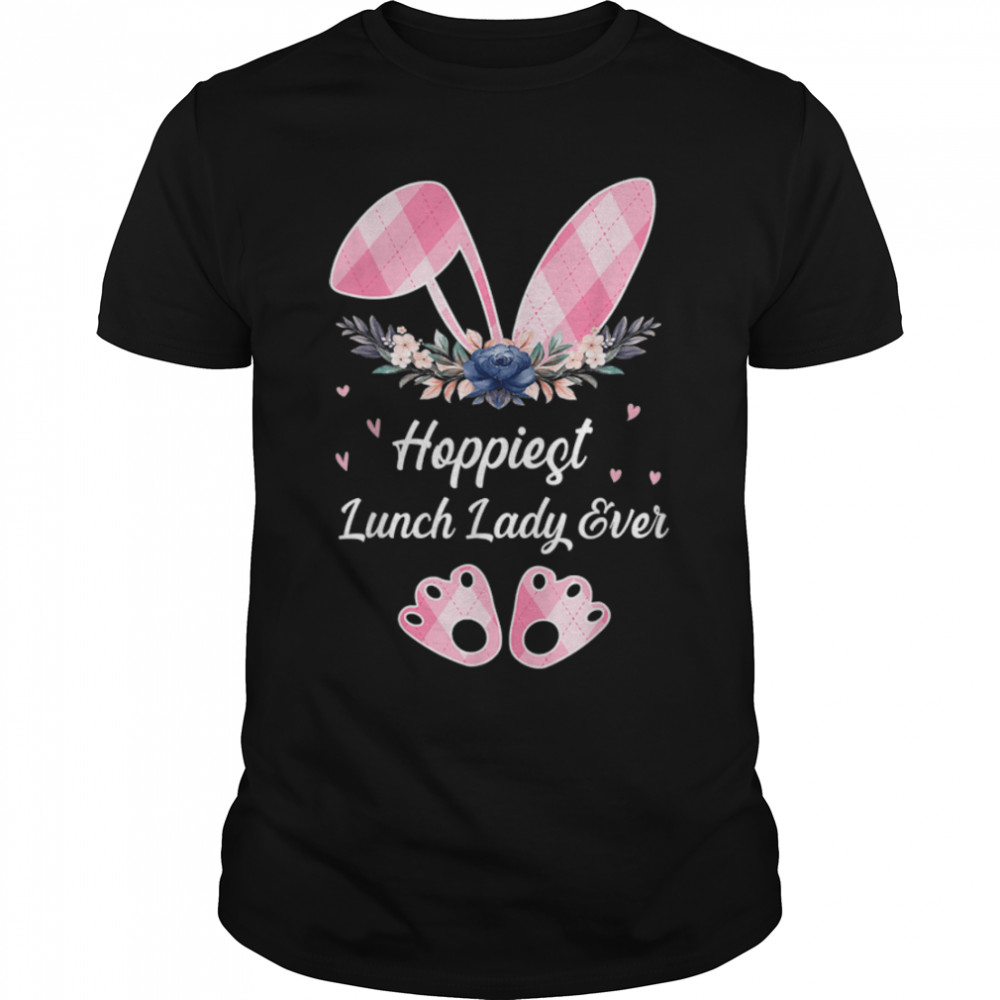 Hoppiest Lunch Lady Ever Leopard Women Girl Easter Day Bunny T-Shirt B09SD4S3JH