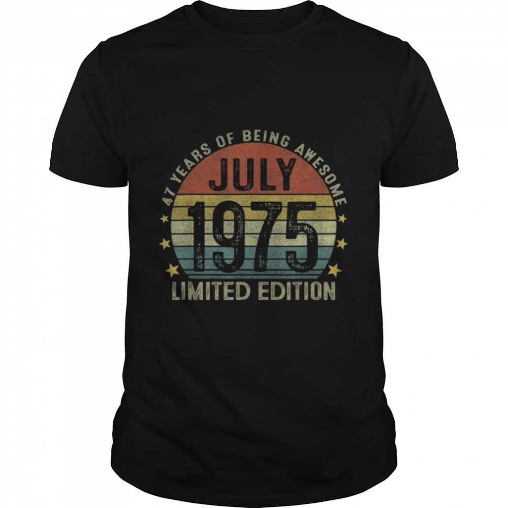 July 1975 Vintage 47th Birthday 47 Year Old Gifts For Men T-Shirt B09VXJ7P51