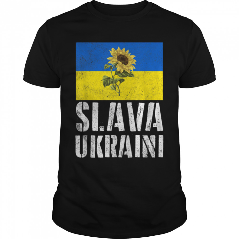 Slava Ukraini Sunflower Stand With Ukraine Mens Womens T-Shirt B09VXQQF3P