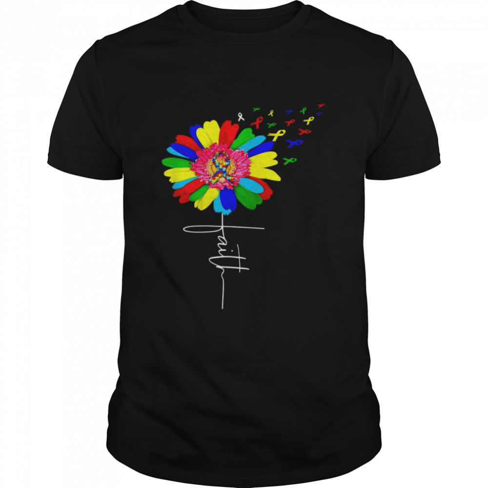 Faith shirt Autism Autistic Autism Awareness Flower Shirt
