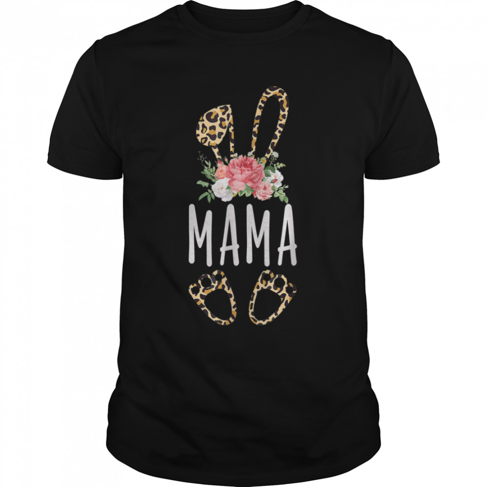 Floral Leopard Mama Bunny Happy Easter Mother's Day T- B09W5QLP1W Classic Men's T-shirt