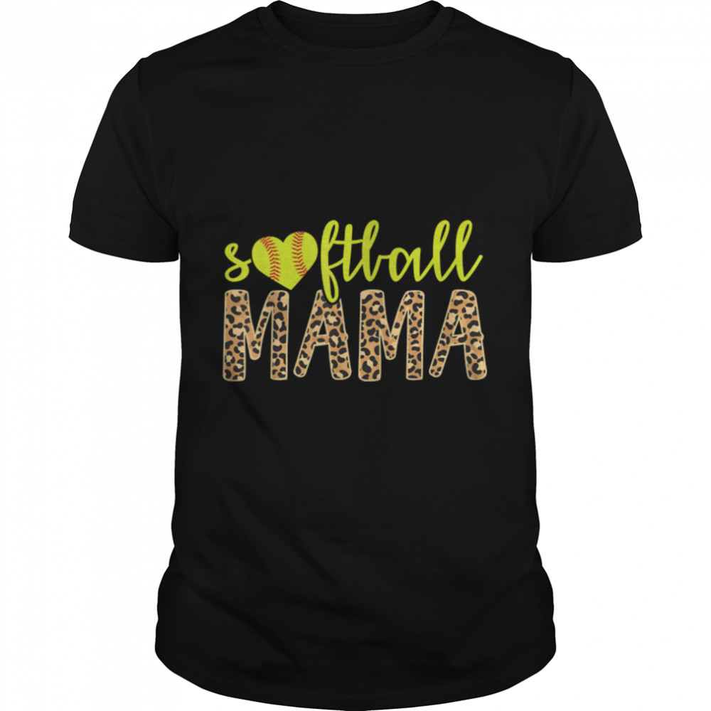 Softball Mama Cute Cheetah Mother's Day Sports T- B09W4JNR88 Classic Men's T-shirt