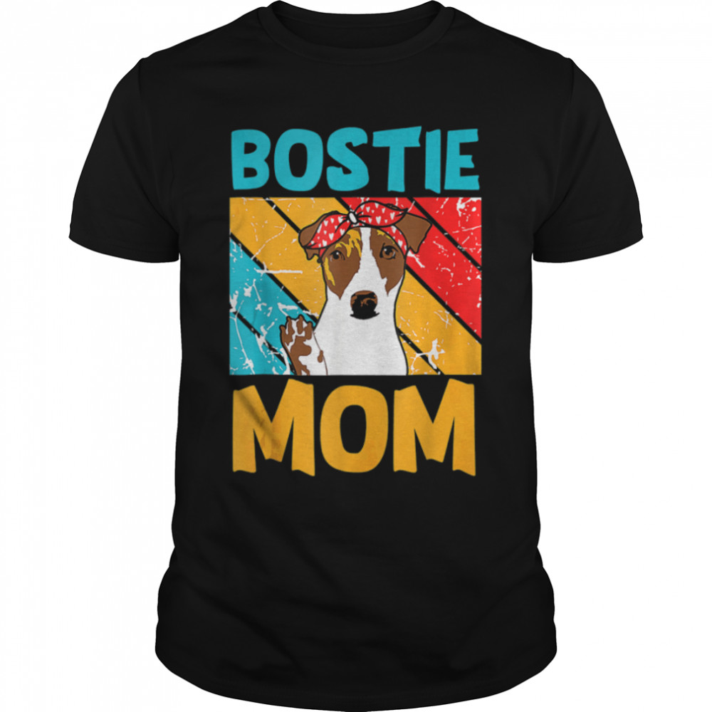 Bostie Mom Vintage Awesome Puppy Pet Dog Lovers Mother’s Day T-Shirt B09W5X4MVC