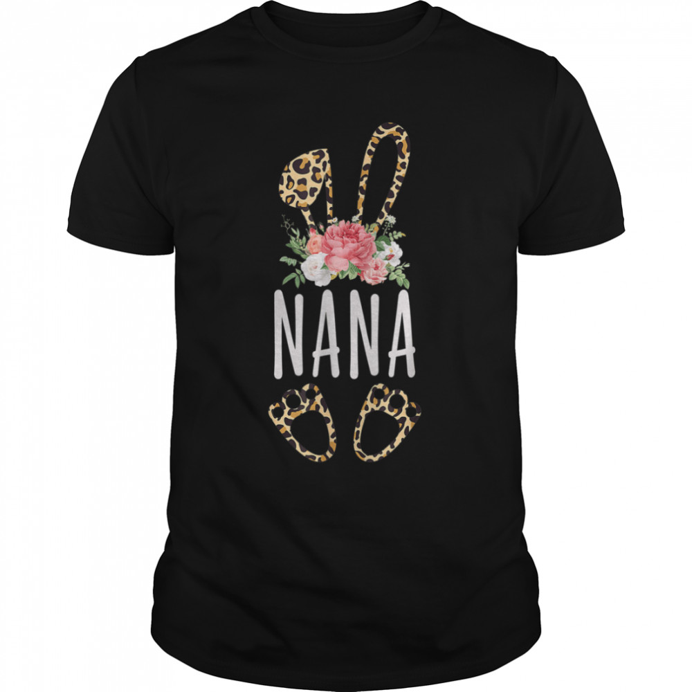 Floral Leopard Nana Bunny Easter Day Mother's Day T- B09W61HZHL Classic Men's T-shirt