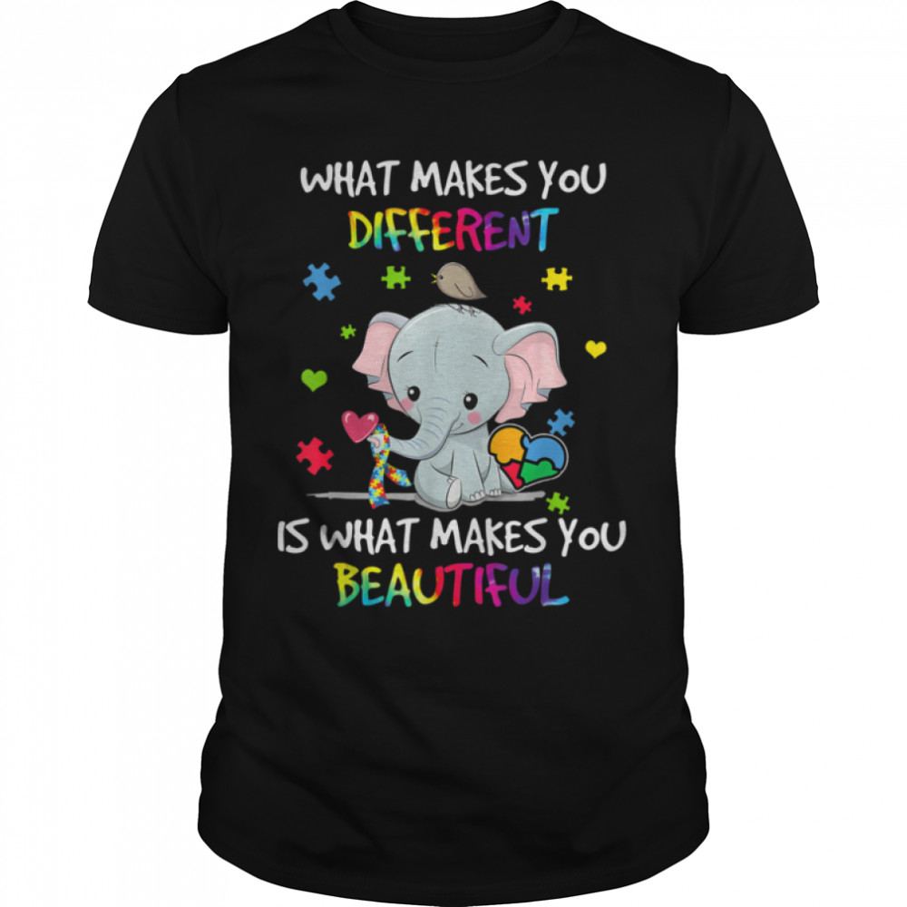 What Makes You Different Autism Awareness Kids Elephant Mom T- B09W5T4GL3 Classic Men's T-shirt
