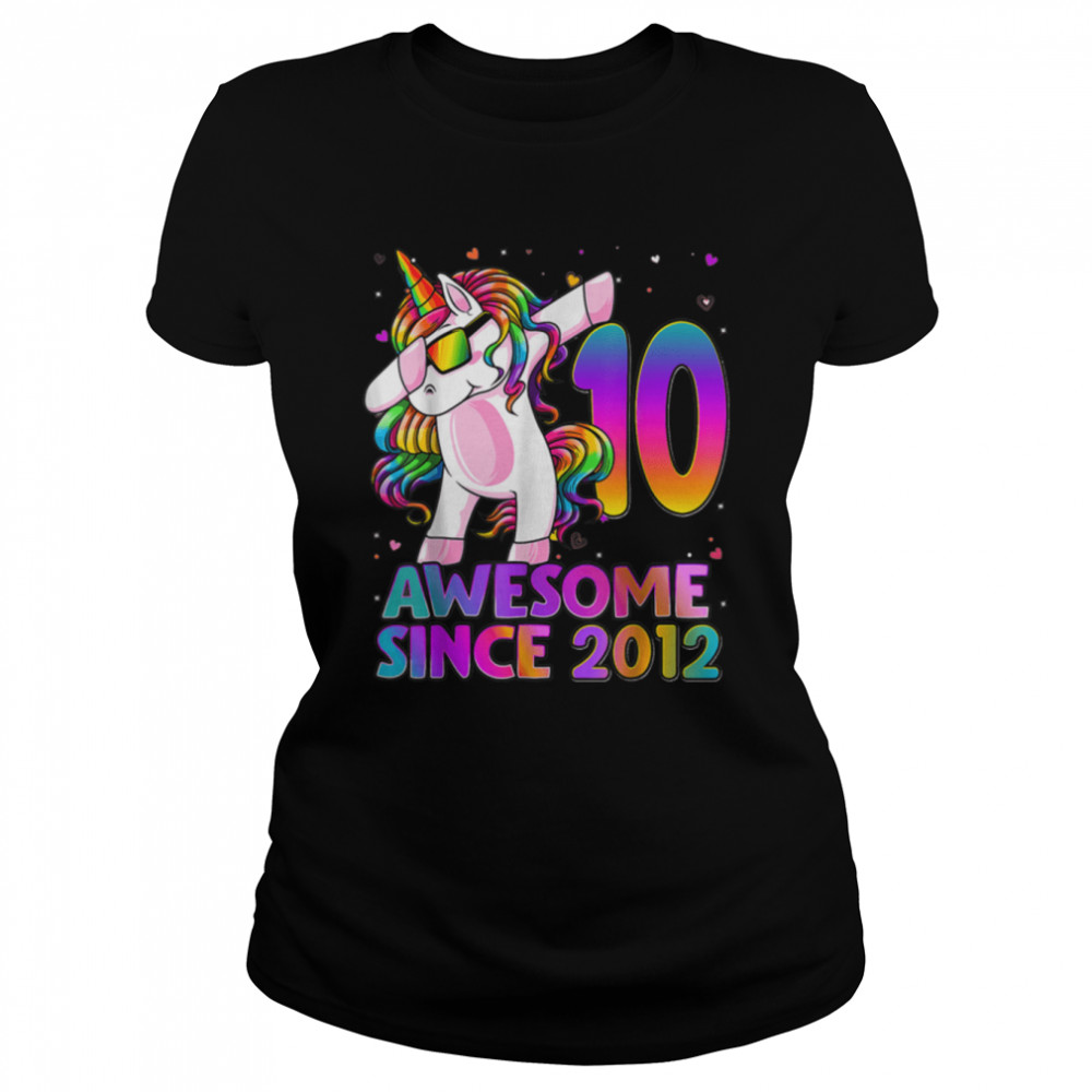 10 Year Old Unicorn Dabbing 10th Birthday Girl Unicorn Party T- B09W915RZN Classic Women's T-shirt