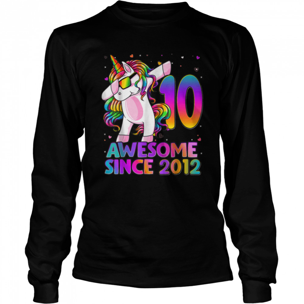 10 Year Old Unicorn Dabbing 10th Birthday Girl Unicorn Party T- B09W915RZN Long Sleeved T-shirt