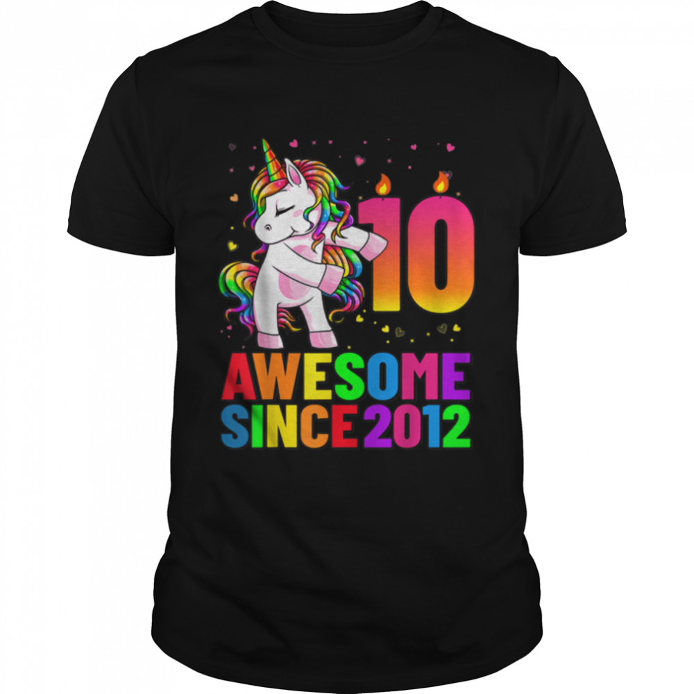 10 Years Old Birthday Unicorn Flossing 10th Birthday Unicorn T-Shirt B09W8WKCDY