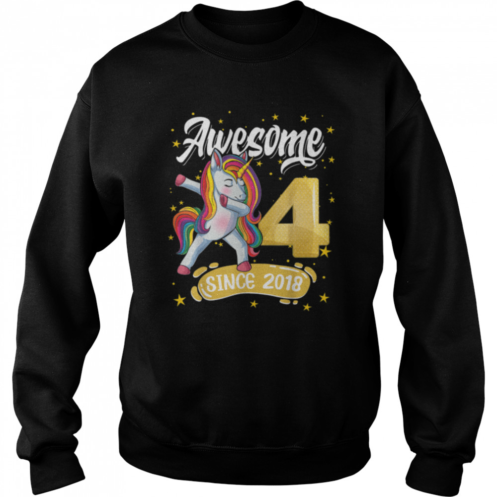 4 Year Old Kids awesome Girls Dabbing Unicorn T- B09W8HRMDL Unisex Sweatshirt