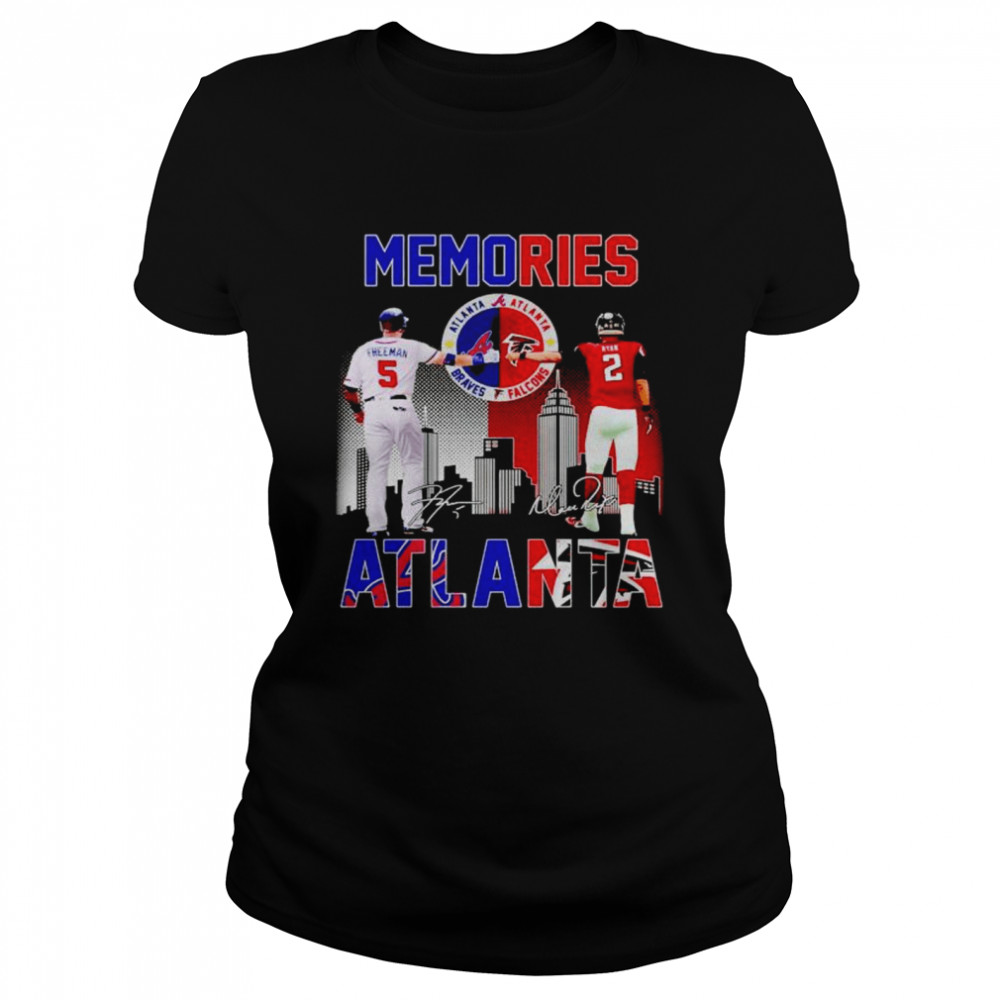 Atlanta Braves and Atlanta Falcons memories Freeman and Ryan signatures shirt Classic Women's T-shirt
