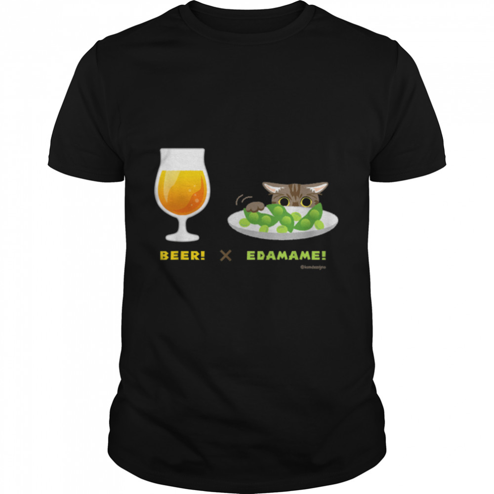 Beer & Edamame & Cat Beer Edamame Cat [White] T-Shirt B09W95M7WX