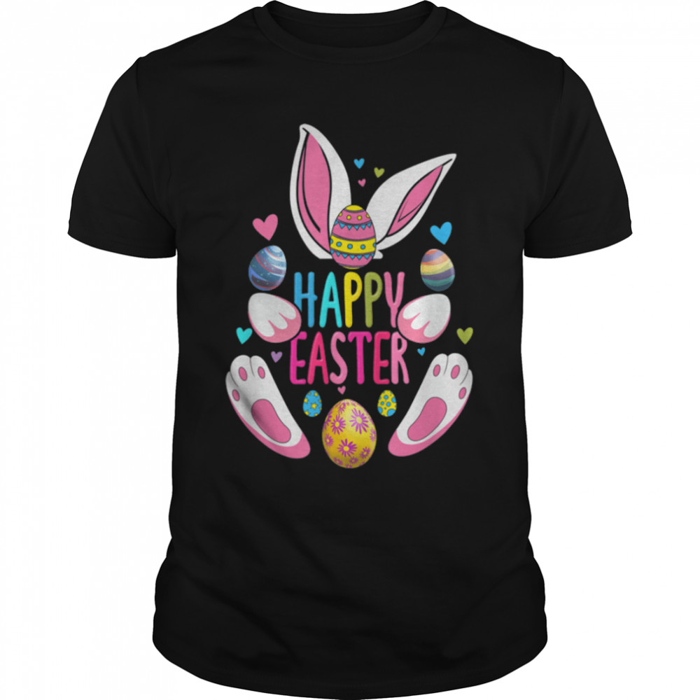 Cute Happy Easter Colorful Eggs Bunny Rabbit T- B09W93LQFR Classic Men's T-shirt