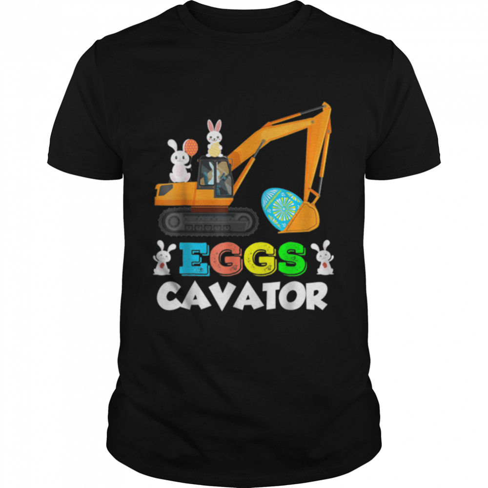 EggsCavator Happy Easter Funny Excavator Hunting Egg Kids T-Shirt B09W8RNDZP