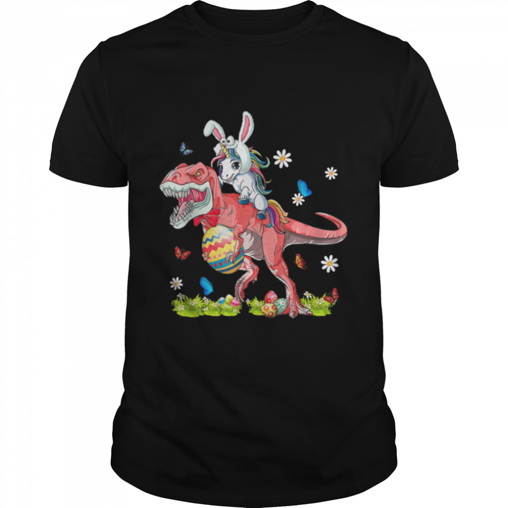 Happy Easter Day Bunny Unicorn Riding T Rex Bunny T- B09W8W19NC Classic Men's T-shirt
