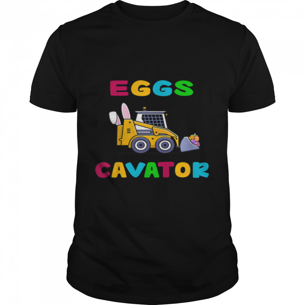 Kids EggsCavator Happy Easter Funny Excavator Hunting Egg Kids T-Shirt B09W8VZWWN