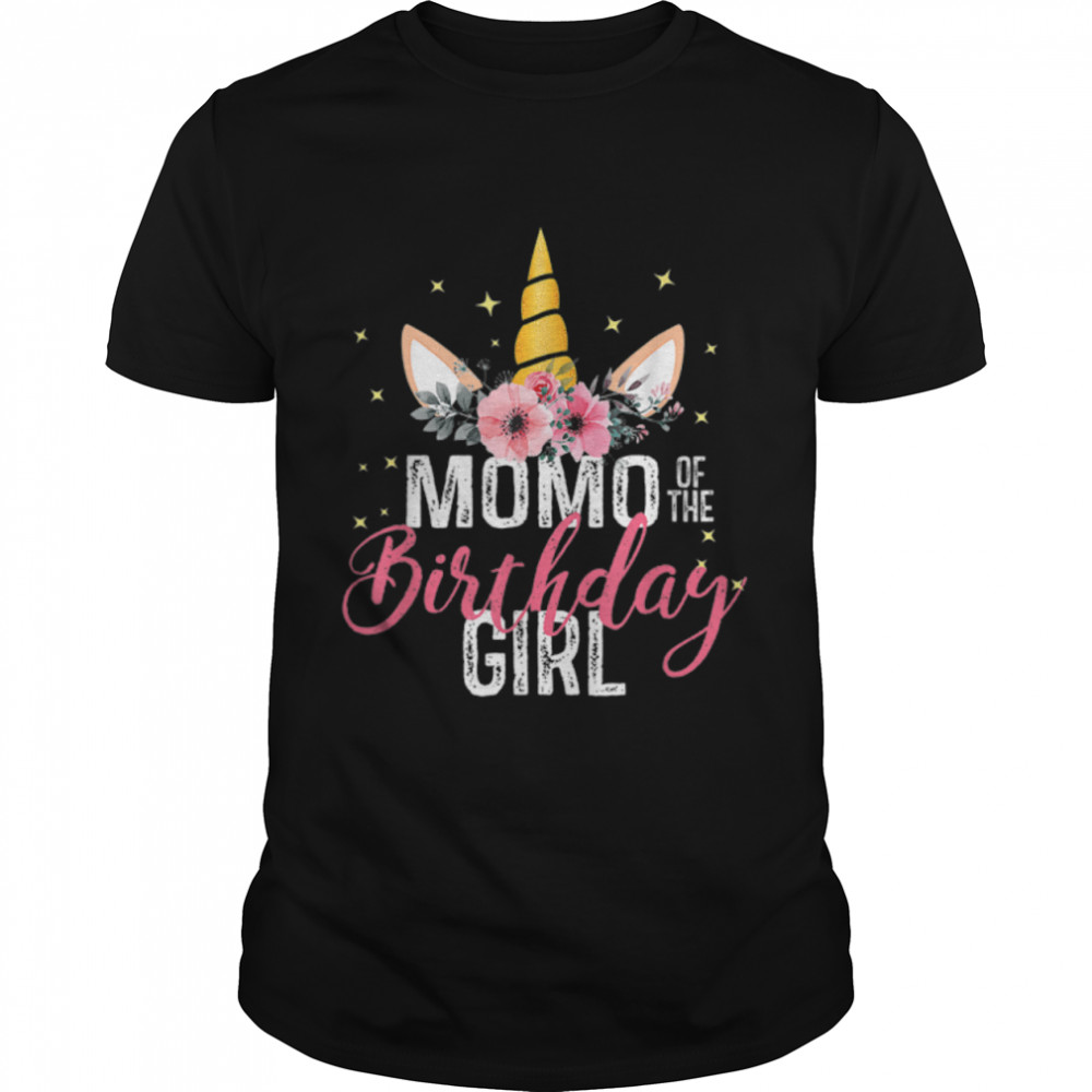 Momo Of The Birthday Girl Mother Gift Unicorn Birthday T-Shirt B09W91265V