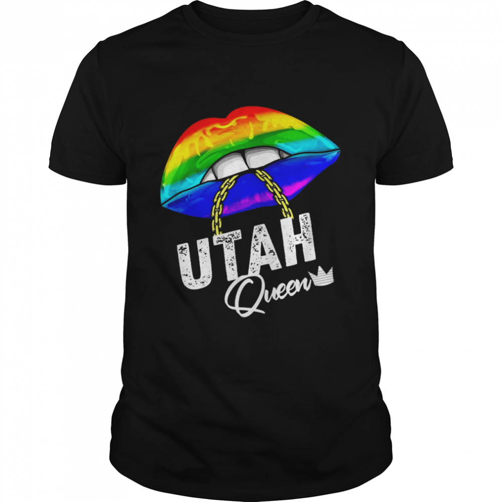 Utah Queen LGBTQ Gay Pride American Rainbow Lips Proud Cute Shirt